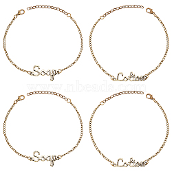 8Pcs 2 Style Word Lotion & Soap Alloy Link Bracelets Set, Creative Alloy Jewelry for Women, Antique Bronze, 8-5/8 inch(22cm), 9-1/8 inch(23cm), 4Pcs/style(BJEW-OC0001-07AB)