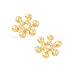 Brass Spacer Beads, Flower, Real 18K Gold Plated, 7x6x1.5mm, Hole: 0.8mm(KK-U056-17G-01)