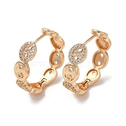 Brass Micro Pave Cubic Zirconia Hoop Earrings, Oval, Light Gold, 25x25.5x6.5mm(EJEW-M238-69KCG)