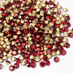 Back Plated Grade A Diamond Glass Pointed Rhinestone, Siam, 3.4~3.5mm, about 1440pcs/bag(RGLA-SS14-029)