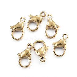 Vacuum Plating 304 Stainless Steel Lobster Claw Clasps, Parrot Trigger Clasps, Real 24K Gold Plated, 12x7x3.5mm, Hole: 1.5mm(X-STAS-H352-01E-G)