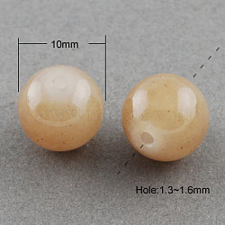 Imitation Jade Glass Beads Strands, Spray Painted, Round, Tan, 10mm, Hole: 1.3~1.6mm, about 80pcs/strand, 31.4 inch(X-DGLA-S076-10mm-28)