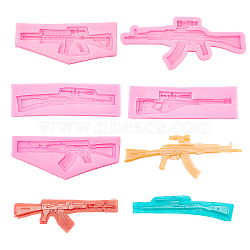 Gorgecraft DIY Gun Food Grade Silicone Molds, Fondant Molds, for DIY Cake Decoration, Chocolate, Candy, UV Resin & Epoxy Resin Jewelry Making, Hot Pink, 131~164x52.5~69x9~11.5mm, inner size: 110.5~150.5x19.5~59mm, 5pcs/set(DIY-GF0002-32)