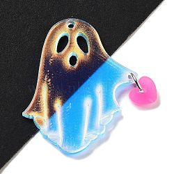 Acylic Pendants, Ghost, Pink, 40x33.5x2mm, Hole: 1.6mm(FIND-M035-08B)