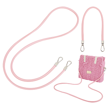 WADORN 2Pcs 2 Style PU Leather Bag Handles, with Alloy Snap Clasp, Pink, 357~1300mm, 1pc/style
