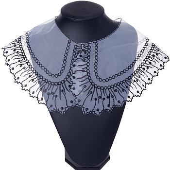 Polyester Embroideried Collar, Sew on Lace Neckline Trim, Garment Accessories, Black, 39.5x49x0.05cm