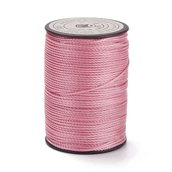 Round Waxed Polyester Thread String, Micro Macrame Cord, Twisted Cord, for Leather Sewing Stitching, Flamingo, 0.8mm, about 54.68 Yards(50m)/Roll