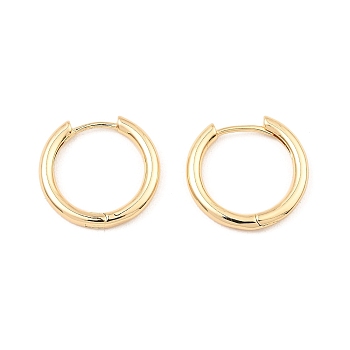 Brass Huggie Hoop Earrings, Light Gold, 19x19.5x2.5mm