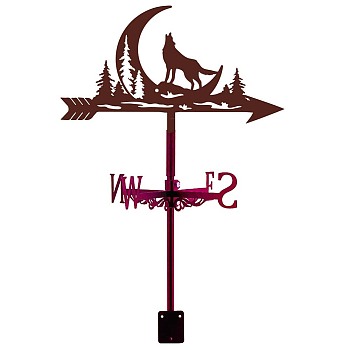 Iron Wind Direction Indicator, Weathervane for Outdoor Garden Wind Measuring Tool, Wolf, 265x358mm