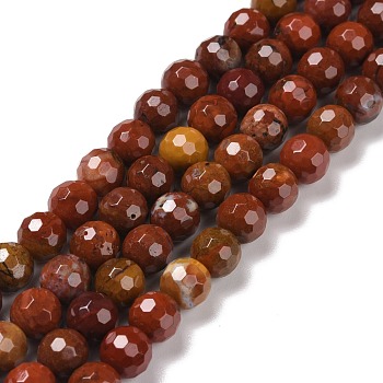 Natural Carnelian Beads Strands, Faceted(128 Facets), Round, 6mm, Hole: 1mm, about 61pcs/strand, 15.04''(38.2cm)