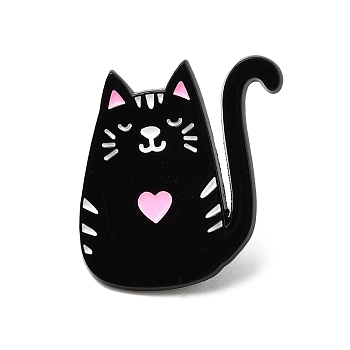 Cat Enamel Pins, Alloy Lapel Pin Backs for Backpack Clothes, Black, 24x23mm