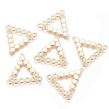 Brass Chandelier Components Links, Real 18K Gold Plated, Triangle, 29.5x30x1.2mm, Hole: 1.6mm