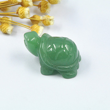 Natural Green Aventurine Display Decorations, Tortoise Feng Shui Ornament for Longevity, for Home Office Desk, 38~42x25~27x20mm