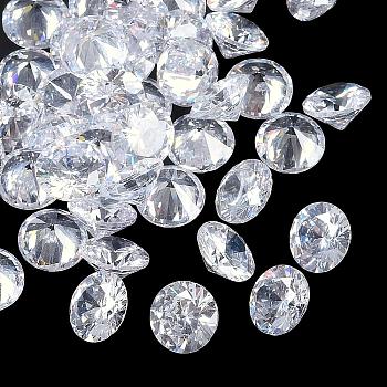 Cubic Zirconia Cabochons, Grade A, Faceted, Diamond, Clear, 8x4.6mm