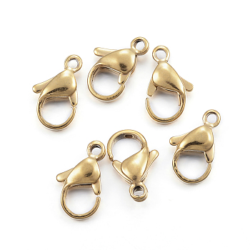 Vacuum Plating 304 Stainless Steel Lobster Claw Clasps, Parrot Trigger Clasps, Real 24K Gold Plated, 12x7x3.5mm, Hole: 1.5mm