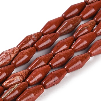 Natural Red Jasper Beads Strands, Bicone, 15x6mm, Hole: 1.2mm, about 26pcs/strand, 15.16 inch(38.5cm)