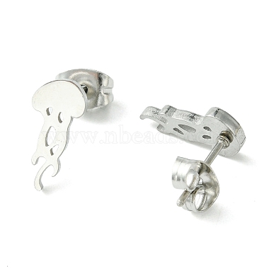 Boucles d'oreilles à tige en acier inoxydable anti-ternissement avec un joli petit animal 304(EJEW-B041-04C-P)-2