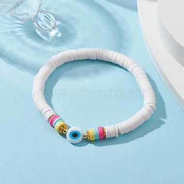 Polymer Clay Heishi Surfer Stretch Bracelet(BJEW-JB09641)-4