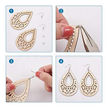 Kits de fabrication de boucles d'oreilles pendantes en bois de bricolage cheriswelry(DIY-CW0001-16)-4