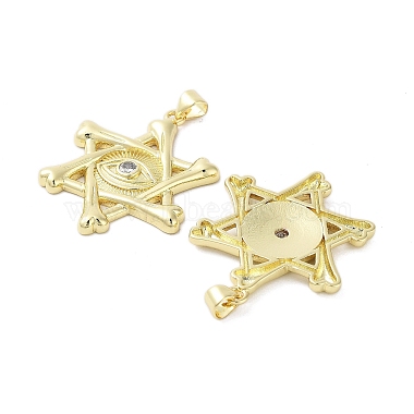 Rack Plating Star of David Brass Micro Pave Cubic Zirconia Pendants(KK-E102-07G)-2