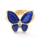 Cat Eye Butterfly Adjustable Ring with Clear Cubic Zirconia(RJEW-G258-01G)-3