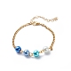 Bracelet à maillons en perles de verre avec 304 gourmette en acier inoxydable pour femme(BJEW-JB08708)-4