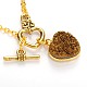 Valentine's Day Heart Electroplate Natural Druzy Crystal Lariat Necklaces(NJEW-JN01143)-3