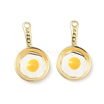 Brass Enamel Pendants, Egg Charms, Lead Free & Cadmium Free, Long-Lasting Plated, Rack Plating, Golden, 20x11.5x2mm, Hole: 5x2mm(KK-L256-04G)