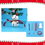 DIY Christmas Snowman Crafts, Including Picture, Corrugated Paper, Chenille Sticks, Ribbon, Paper Sticks, Craft Eye, Iron Button Pin, Pom Pom Ball, Foam Model, Red, 111x66mm(DIY-I045-04)
