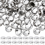 100Pcs Brass Studs Rivets, For DIY Leather Craft, Flat Round, Platinum, 16x9mm(KK-GF0001-24A)