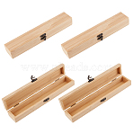 4Pcs Bamboo and Wood Flip Cover Box, for Storage and Jewelry, Rectangle, BurlyWood, 30.6x5.7x4.7cm(CON-OC0001-71)