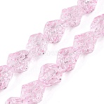 Electroplate Glass Beads Strands, Nuggets, Pink, 13.5~14x13~13.5x10mm, Hole: 1mm, about 45pcs/strand, 24.21 inch(61.5cm)(EGLA-N012-08I)