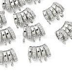 SHEGRACE Brass Micro Pave Cubic Zirconia Pendants, Cadmium Free & Nickel Free & Lead Free, Clear, Real Platinum Plated, 9x11x6mm, Hole: 1.4mm and 3.5mm(XGRQ3D195-482P)