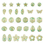 100G Opaque Acrylic Beads, Golden Metal Enlaced, Mixed Shapes, Light Green, 5~20mm(FIND-TA0008-40)