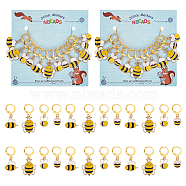 Alloy Enamel Bees & Honey Jar Pendant Locking Stitch Markers, Brass Clasp Stitch Marker, Mixed Color, 3~4cm, 4 style, 3pcs/style, 12pcs/set(HJEW-PH01865)