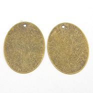 Metal Tags, Brass Stamping Blank Tag Pendants, Oval, Antique Bronze, 40x30x0.5mm, Hole: 1.5mm(KK-N0001-02AB)