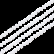 Opaque Solid Color Glass Beads Strands, Faceted, Rondelle, White, 3~3.5x2.5~3mm, Hole: 0.5mm, about 130pcs/strand, 13.7 inch(GLAA-S178-12C-06)