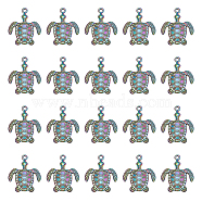 Plated Alloy Pendants, Cadmium Free & Lead Free, Tortoise, Rainbow Color, 34x29x3mm, Hole: 2mm, 20pcs/box(FIND-CA0008-28)