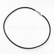 Braided Leather Necklace Making, with 304 Stainless Steel Findings, Black, 16.14 inch, 3mm(NJEW-JN01551-01)