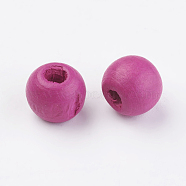 Natural Wood Beads, Dyed, Round, Camellia, 10x9mm, Hole: 3mm, about 1850pcs/500g(WOOD-Q030-56D)