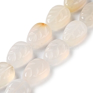 Natural White Agate Beads Strands, Leaf, 14~14.5x10~10.5x5.5~6mm, Hole: 1.2mm, about 15pcs/strand, 8.43''(21.4cm)(G-M418-A07-01)