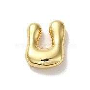 Rack Plating Brass Beads, Cadmium Free & Lead Free, Long-Lasting Plated, Real 18K Gold Plated, Letter U, 21.5x16.5x6mm, Hole: 2mm(KK-R158-17U-G)