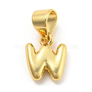 Brass Charms, Real 18K Gold Plated, Long-Lasting Plated, Lead Free & Cadmium Free, Letter Charm, Letter W, 9.5x7.5x2.5mm, Hole: 5x3.5mm(KK-Z027-14G-W)