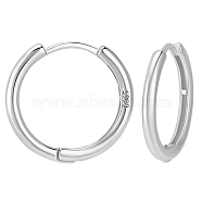 Beebeecraft 1 Pair 999 Fine Silver Huggie Hoop Earrings, Silver, 18x17x2mm(EJEW-BBC0001-39C)