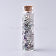 Glass Wishing Bottle, For Pendant Decoration, with Fluorite Chip Beads Inside and Cork Stopper, 22x71mm(DJEW-L013-A14)