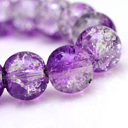 Baking Painted Crackle Glass Bead Strands, Round, Dark Violet, 10mm, Hole: 1.3~1.6mm, about 80pcs/strand, 31.4 inch(CCG-S001-10mm-14)