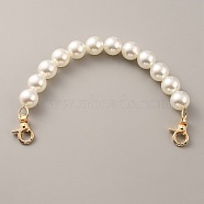 Plastic Imitation Pearl Beaded Bag Handles, with Alloy Swivel Clasps, White, 24.5cm(FIND-WH0033-62)