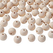 Unfinished Wood Beads, Natural Wooden Loose Beads Spacer Beads, Lead Free, Round, Moccasin, 12x10.5mm, Hole: 2.5~4.5mm(X-WOOD-S651-12mm-LF)