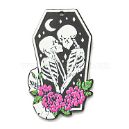 Halloween Theme Acrylic Pendants, Skeleton, Black, 45x25.5x2.5mm, Hole: 1.8mm(SACR-S033-02B)