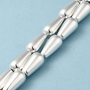 Electroplated Synthetic Magnetic Hematite Beads Strands, Teardrop, Silver Plated, 15x9mm, Hole: 1.2mm, about 25pcs/strand, 15.75''(40cm)(G-Q1009-F02-01S)
